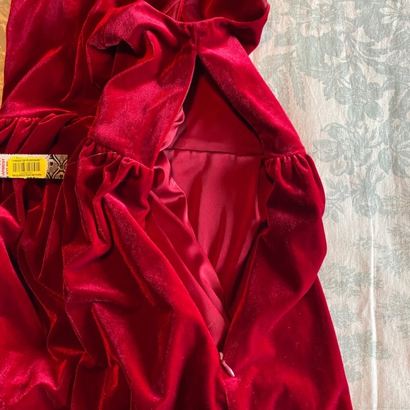 NWT Burgundy Velvet, Deep V Dress - Picture 11 of 12